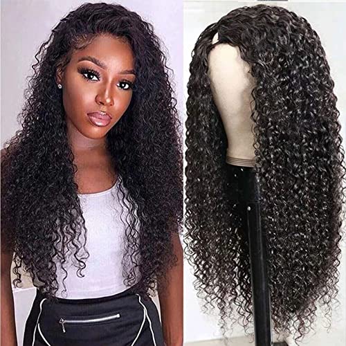 Aiokrtse Peruvian Virgin Hair U-Part Wig Kinky Curly Human Hair Wigs Natural Color 18 inches, U Part Wig Kinky Curly - Image 3