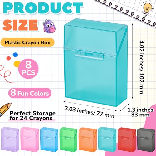 Image of Clabby 8 Pcs Clear Plastic Crayon Boxes Hold 24 Count, Colorful