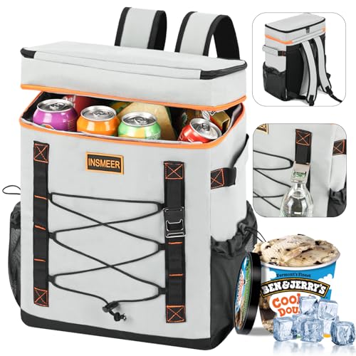 INSMEER Mochila Termica, 50 Latas Bolsa Termica Isotérmico Grande Caixa Termca Cooler Sacola Para acampamento, Mochila para Feminina Masculino Praia