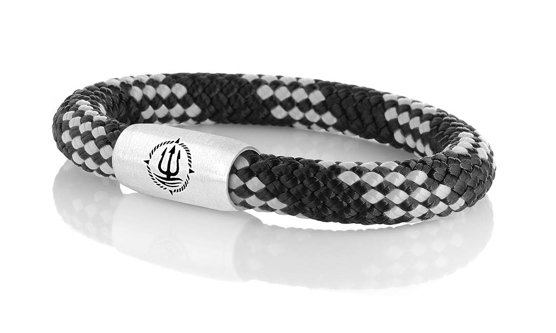 Maritimes Seemannsgarn Segeltau Armband Usedom schwarz-grau 8mm
