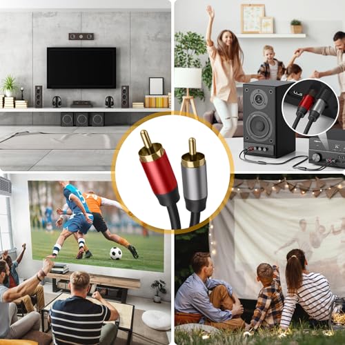 Tobfit RCA Stereo Cable,2RCA Male to 2RCA Male Stereo Auxiliary Audio Cable Subwoofer Cable 3.28ft/1M, 24K Gold Plated Nylon Braided for Home Theater, Audio, HDTV, Car Stereo, Speakers (1.5M) 5 517LYWd1RwL