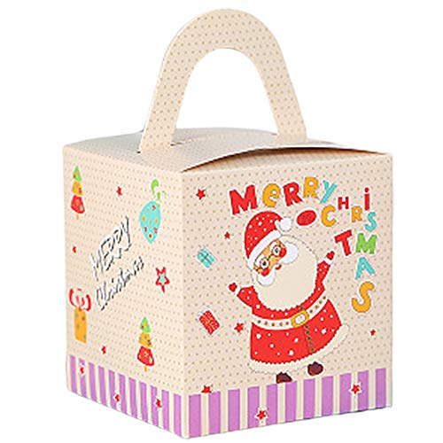 Originaltree 20Pcs Christmas Candy Paper Box Candy Cookie Handled Carrier Gift Packaging Bag for Xmas Supplies Decor Santa