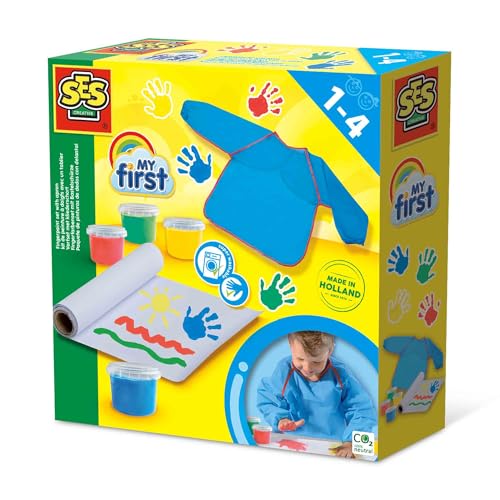 Kit de peinture au doigt SES Creative 14449 avec tablier et 4 couleurs vives dès 1 an