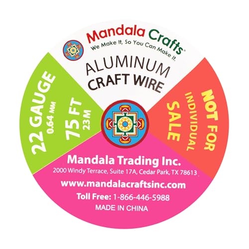 Image of Mandala Crafts 22 GA Gray Copper Red Assorted Anodized Aluminum Craft Wire | 450 FT, Colored, Flexible, Bendable for Bonsai Armature Sculpting Wire Wrapping Jewelry Making, Weather & Tarnish Resistant