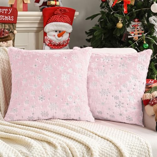 HAUSSY Christmas Throw Pillow Covers 18x18 Set of...