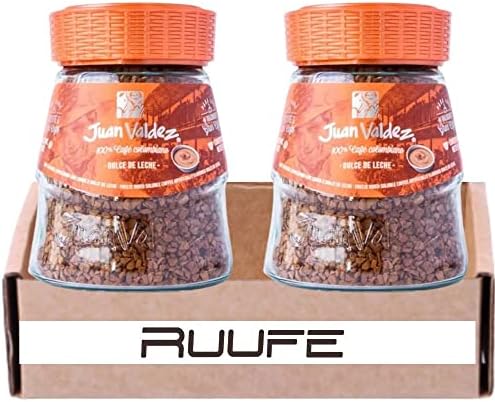Juan Valdez (Pck of 2) Caramel Dulce de Leche instant Coffee Freezed Dried (95gr/3.3 Oz) Cafe Juan Valdez instantaneo de Dulce de Leche Colombian Coffee cafe colombiano