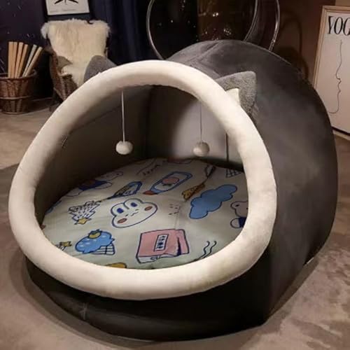 人間用ドッグハウス 巨大キャットハウス テント型 クッション付き かわいい 大人用 ごろ寝ソファ ベッドルーム リビング インテリア 癒しグッズ おしゃれ 人気 家具 (二重目的のぬいぐるみマット,ダークグレー)