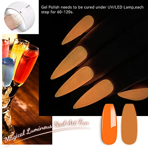 Ytd Likomey Glow In The Dark Gel Nail Polish,1 Pcs 15Ml Neon Orange Luminous Glow Effect Soak Off Uv Nail Gel,Fluorescent Bright Manicure Gel Polish #TOP2
