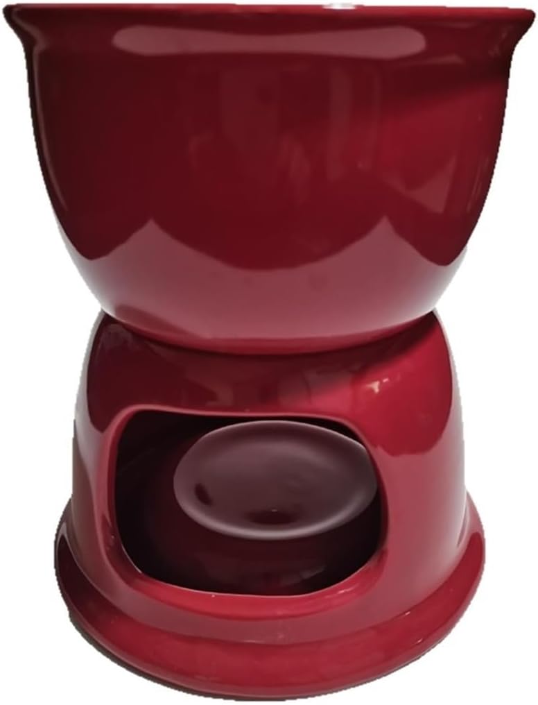 Cheese Heating Stove Portable And Ultra-flexible Easy to Clean Safety Durable Ceramic Hot Pot for Chocolate Ice-cream Melting Fondue(Red)