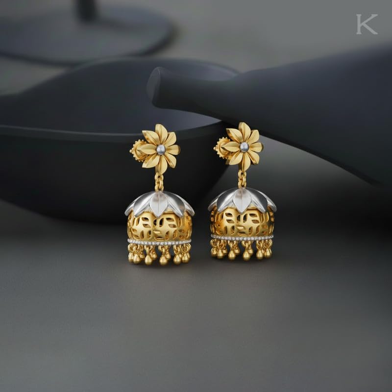 Image of Kisna 9 /14 /18 KT Florrie Yellow Gold Earring For Women