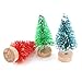 Etmact 24pcs Multicolor Mini Pine Trees Frosted Sisal Trees with Wood Base Bottle Brush Trees Plastic Winter Snow Ornaments Tabletop Trees for Crafting, Displaying and Decoration