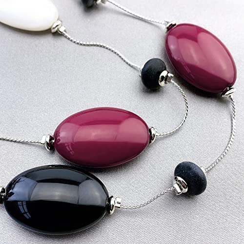 Firstmeet 2 Layer Statement red and black Beads Long Necklace 5