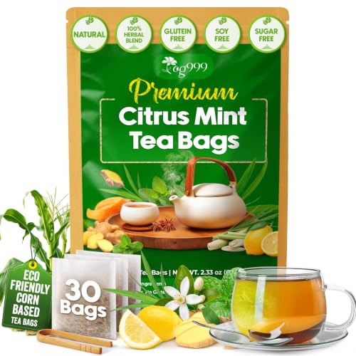 TOG999 Citrus Mint Tea Bags, Caffeine-Free Herbal Tea, Gluten-Free, 30 Ct