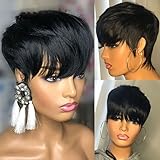 Pixie Cut Wigs for Black Women Natural Black Color Short Layered Pixie Cut Human Hair Wigs for Black Women Glueless Brazilian Virgin Human Hair