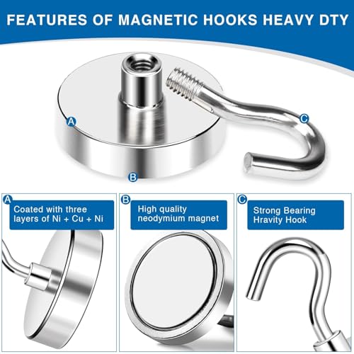 Image of LOVIMAG Magnetic Hooks, Cruise Essentials 2026, 25 Pack-170LBS | Heavy Duty Strong Magnet Hook for Cruise Cabin, Refrigerator Fridge, Ship, Classroom, Kitchen Grills, Silver