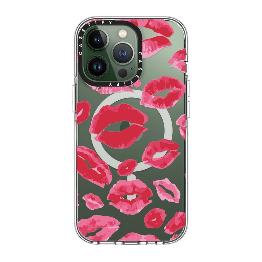CASETiFY Custodia trasparente per iPhone 13 Pro, non ingiallisce, protezione da cadute da 2 m, compatibile con Magsafe, con rossetto baci, trasparente