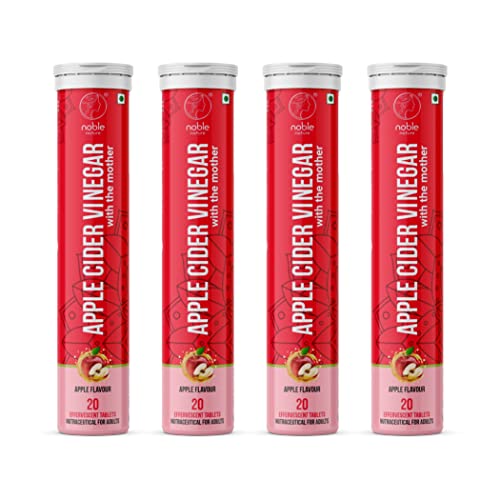 Apple Cider Vinegar Effervescent Tablets with Vitamin B12 - Vegan Gluten-Free and Sugar-Free - Supports Energy Digestion and Weight Management - 20 Tablets (4 Pack) (4 Pack)
