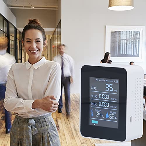 Air Quality Monitor with Clear Alarm Smart Display Real Time Portable Detector for Home Office (ABS Material White) by EIMSOAH - Image 2