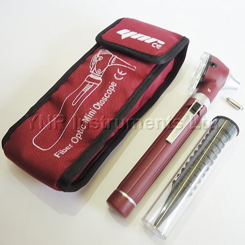YNR England CE F.O Mini Otoscope Auriscope Fiber Optic ENT Medical Diagnostic Examination NHS GP CE Mark Approved New Red