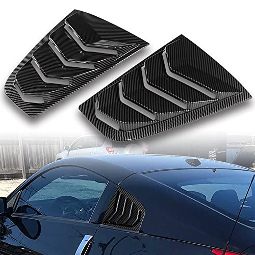 Q1-Tech, Side Window Louvers Scoop Cover Vent Sun Shade Cover Compatible With 2003-2008 Nissan 350Z Z33, Abs, Fits For All Weather, Painted Carbon Fiber, 2004 2005 2006 2007 #TOP29