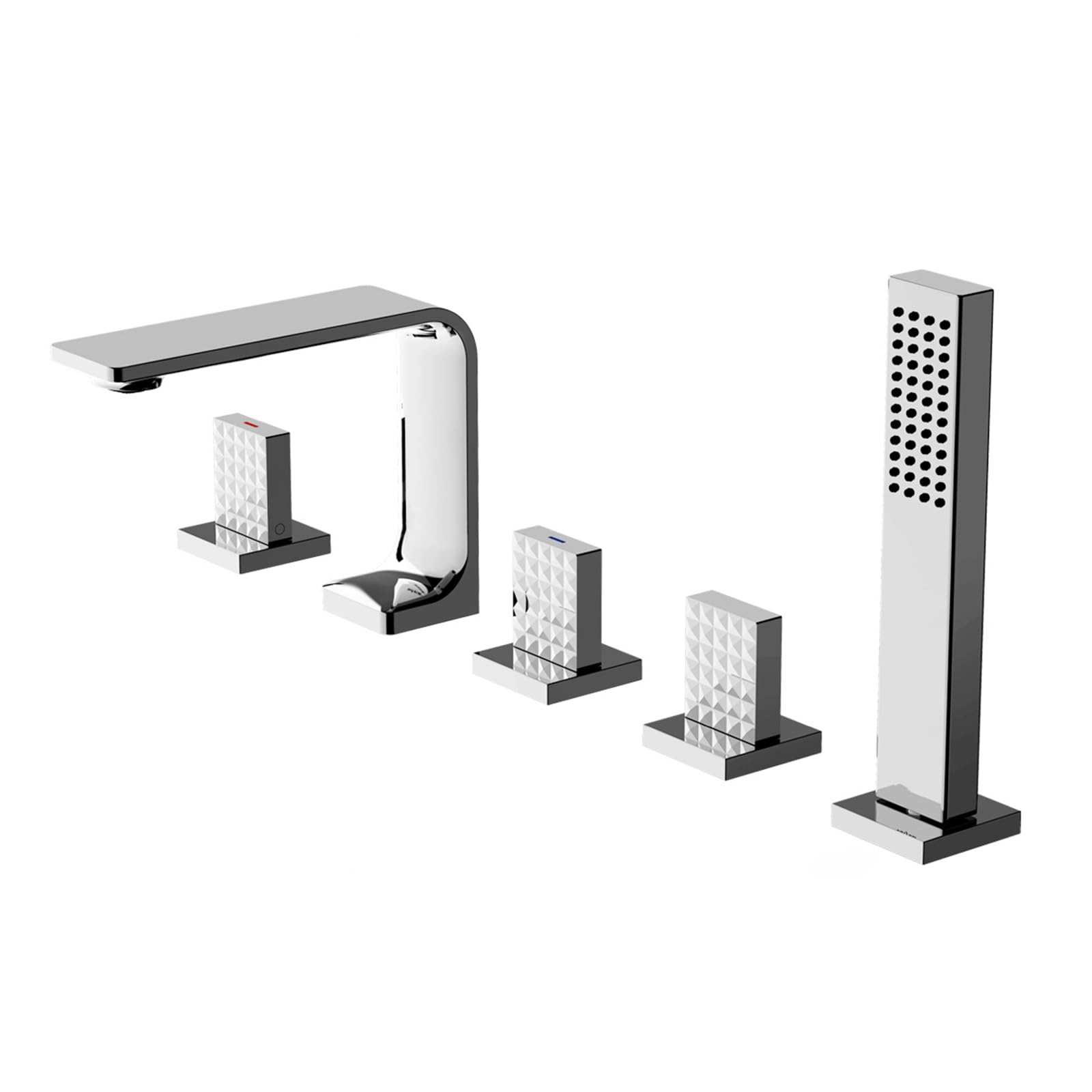 Robinetterie de bain 5 trous chromée en laiton haut de gamme pour baignoire design