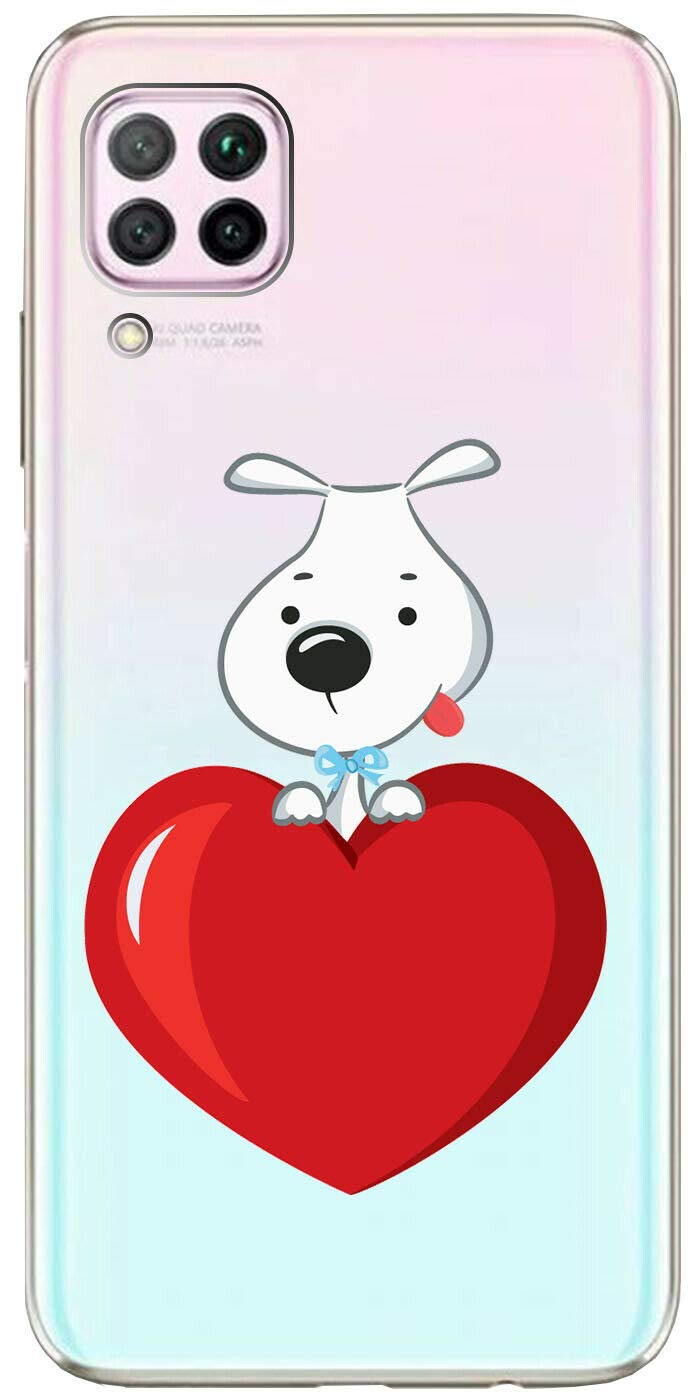 Cover Mixroom Per HUAWEI Y6S - Custodia Morbida In TPU Silicone Con Stampa Fantasia Cane Su Cuore, Fondo Trasparente