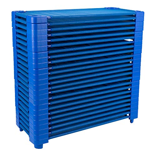 Image of Sprogs Heavy Duty Toddler 40 inchL Stackable Daycare Cots for Preschool Kids Sleeping, Resting, and Naptime, SPG-0232-5-24PK, Blue (Pack of 24)