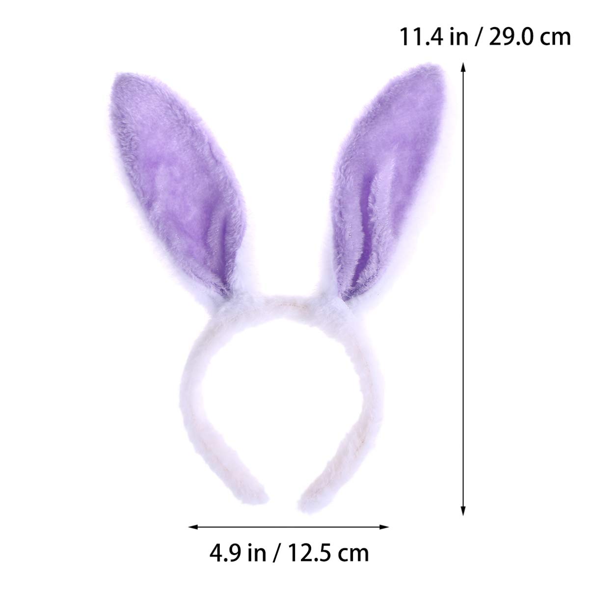 VALICLUD White Purple Plush Rabbit Headband Easter Bunny Ears Headband Rabbit Costume Fluffy Hair Band Party Cosplay Animal Ear Headpiece Carnival Masquerade Headdress - Image 2