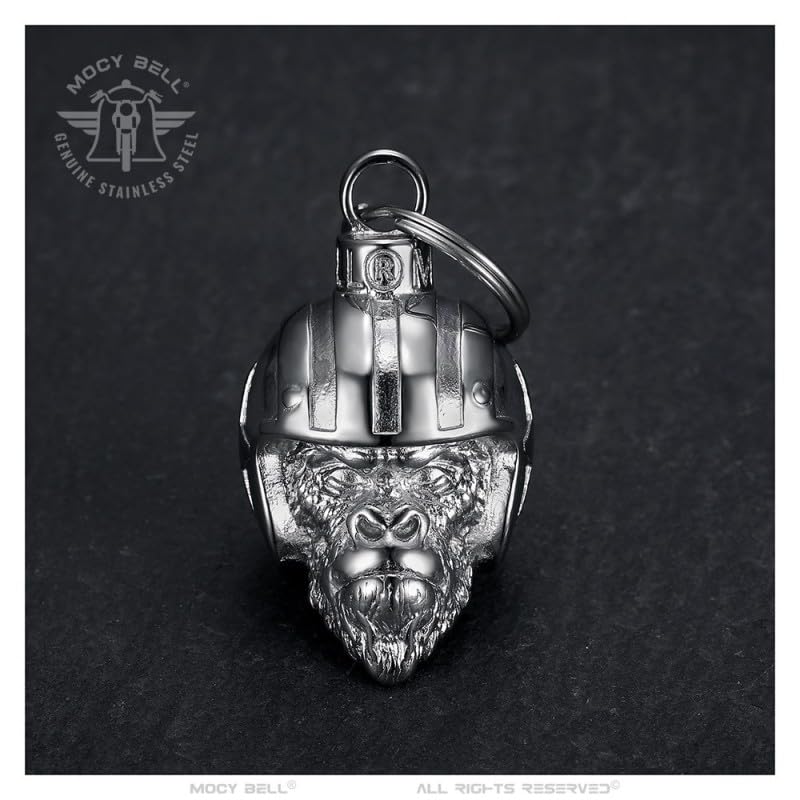Clochette moto MONKEY BIKER Porte-bonheur MOCY BELL Acier inoxydable Chrome