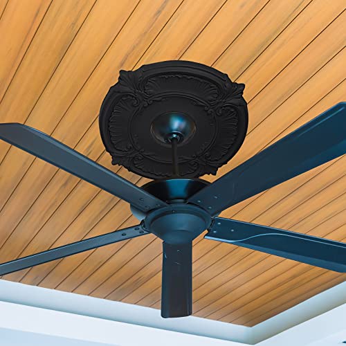 Image of 2 Pieces PU Ceiling Medallion Decorative Ceiling Fan Medallion Round Home Lighting for Light Fixtures Chandeliers, 12 inchod x 3.5 inchID(Black)