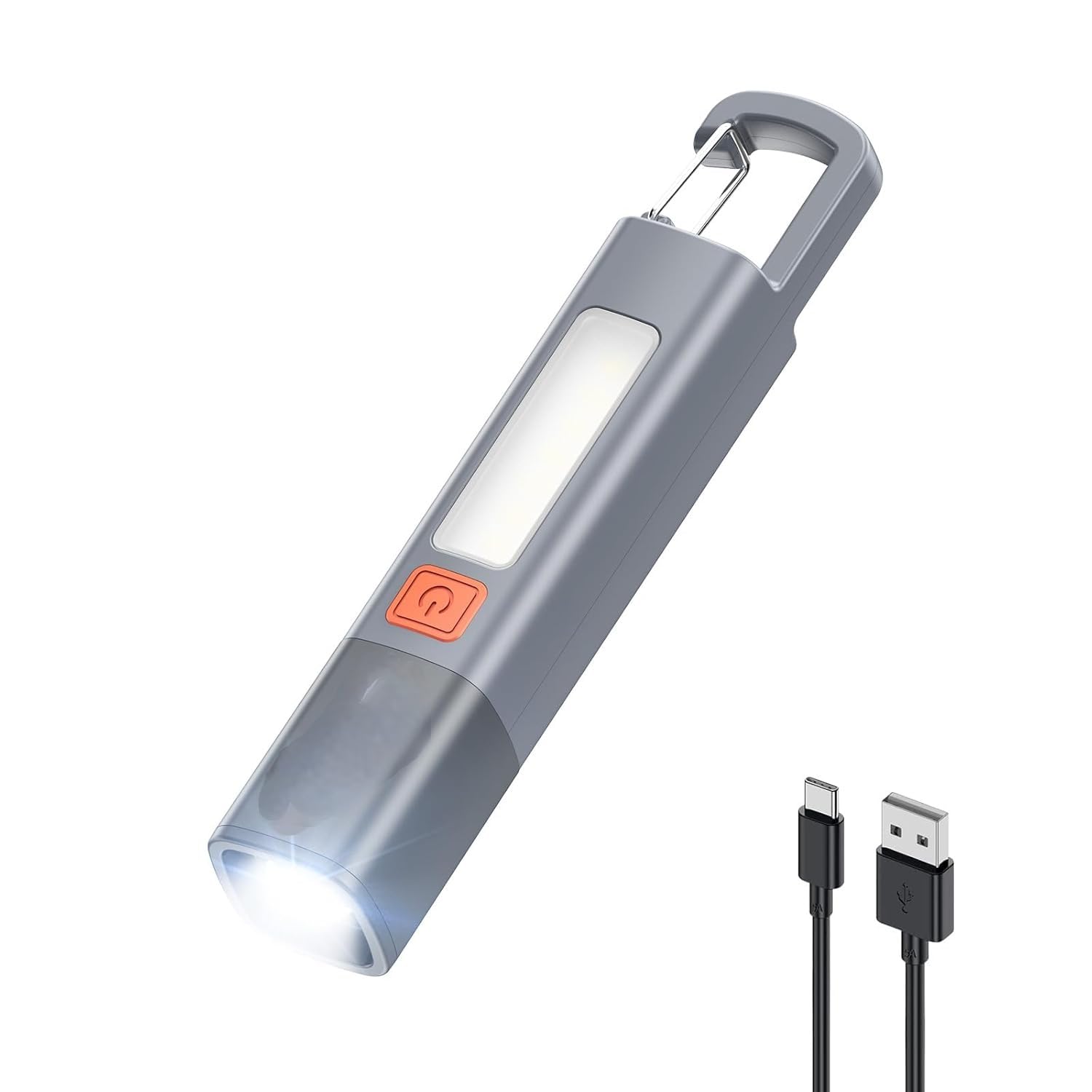 KN Enterprise G1 Rechargeable LED Flashlight, 3 Modes, Zoomable, Waterproof, 2-in-1 Flash Light and Side Light with Hook, for Camping, Home, Emergency, Grey-image-22