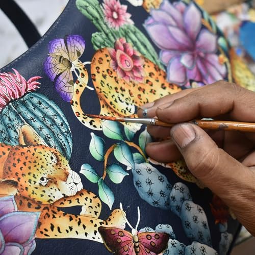 Anuschka Women's Original Hand-Painted Leather Crossbody with Front Zip Organizer & RFID Card Protection2