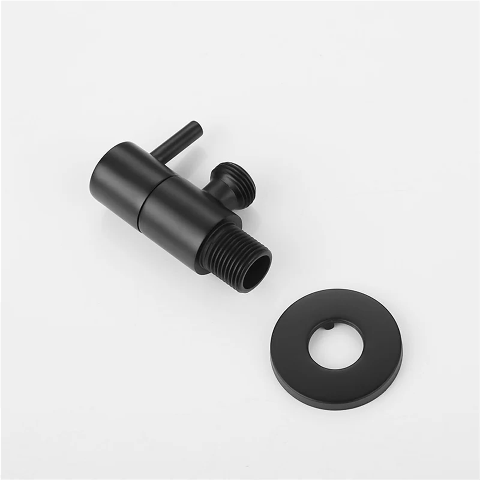 Rubinetto angolare Nero Opaco, Raccordo di Ingresso Acqua e Rubinetto Rotondo intercettazione, Attacco G1/2", Accessori for Bagno Cucina(Black 4 Pieces)
