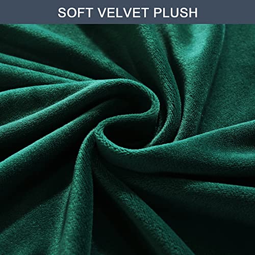 Stretch Sofa Slipcover, Soft Velvet Couch Sofa Cover Furniture Protector With Non Skid Foam And Elastic Bottom (Dark-Green, X-Large) #TOP2