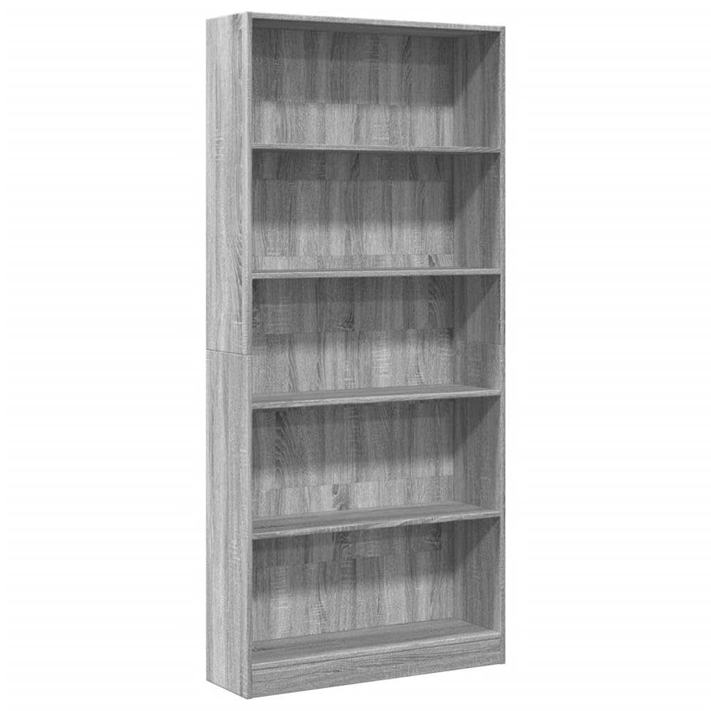 vidaXL Bookcase Grey Sonoma 80x24x176 cm Engineered Wood — image 1