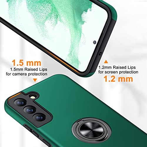 KOVASIA Case for Samsung Galaxy S22 Plus/S22+, Tough Slim Protective Case with Ring Holder for Samsung Galaxy S22+, Green