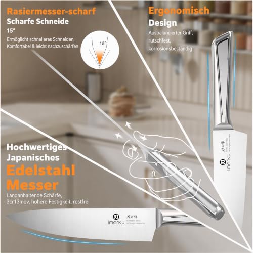 imarku Messerblock mit Messer, Küchenmesser Set aus Japanischem Edelstahl – Ansicht 2