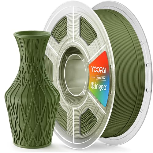 PLA+ Matte Filament 1.75mm, Soft Matte Finish, Reduced Layer Lines, 1KG (2.2lbs) 3D Printer PLA Filament, Dimensional Accuracy +/- 0.02 mm, Dark Green