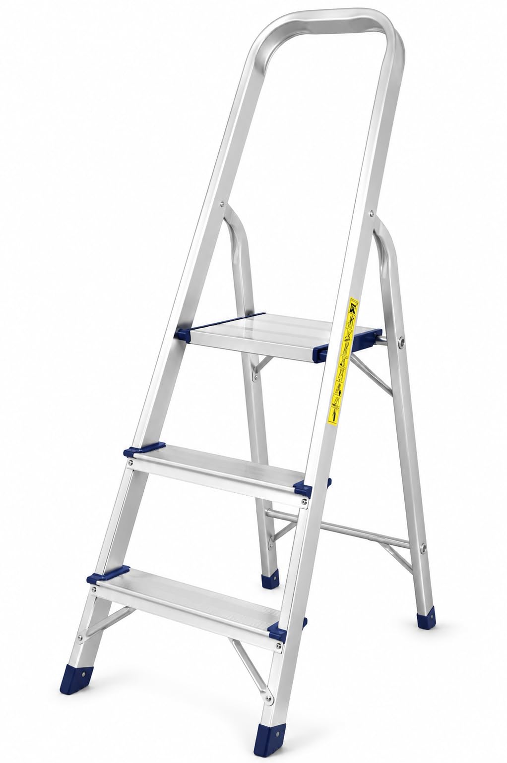 S SHAM ยฎ3-Step Folding Aluminium step Ladder with Safety Rail, Non-Slip Steps & Feet, Durable Aluminium Frame, 150kg Weight Limit, EN131 for Household & Workplace Task/Lightweght