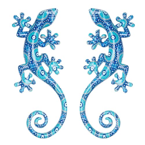 Salamandres murales SIGNES GRIMALT pour habiller un mur vide, set de 2 geckos bleus
