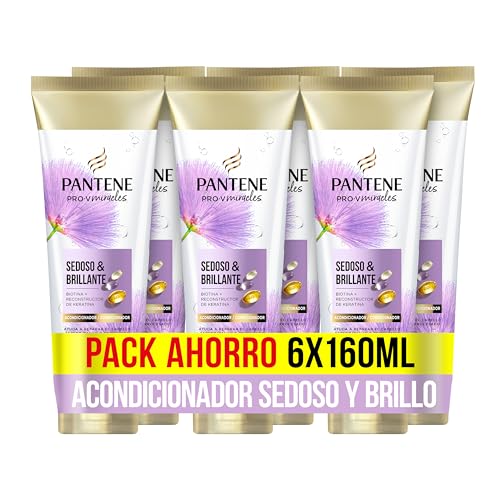 Pantene Pro-V Miracles Sedoso Y Brillante Acondicionador Reparador con Biotina y Keratina 160ml x6 Repara Seco, Dañado, Tratado o con Mechas. Actúa como Hidratante Capilar