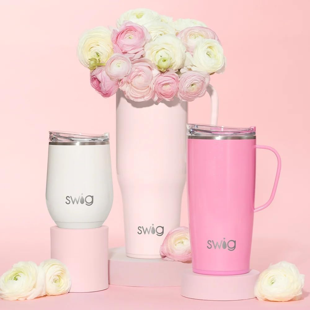 Swig Life 12oz Wine Tumbler with Lid, Stainless Steel, Dishwasher Safe, Portable, Triple Insulated Wine Tumbler (Shimmer Pearl) - Image 3