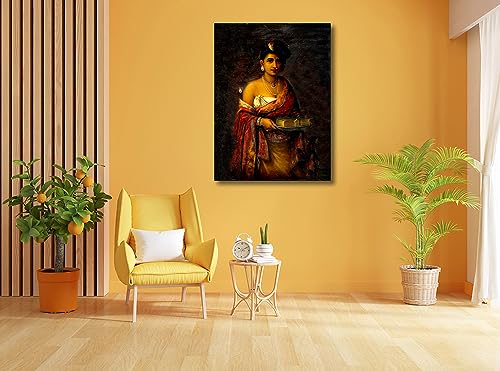Image of Sikhash Raja Ravi Varma Canvas Paintings Classic Art The Maharani of Travancore, Indian Art, Famous Artist, Wall Painting for Living Room, Bedroom, Office, Unframed, Multicolor Fabric (Size - 23x17 inches (58x43 cms) 320 GSM, Pack of 1)
