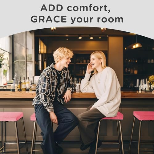 Image of AddGrace Anti-Slip Bar Stool Cushions Square Bar Stool Seat Cushions with Ties Set of 2 Small Square Chair Pads with Machine Washable Cover 12 inchX12 inchX2 inch (Pink)