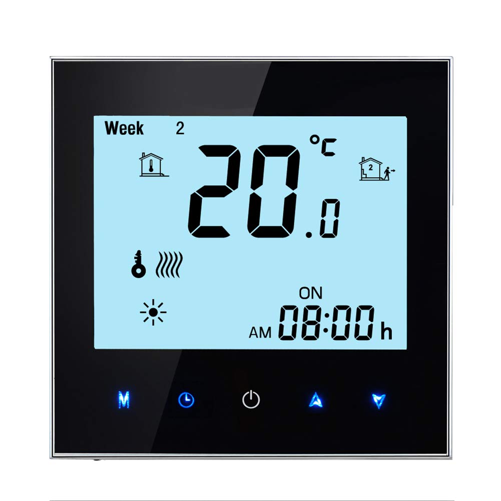Termostato WiFi calefacción Agua y Suelo Radiante programable 5A | 95-245VAC Regulador de calefacción WiFi con asistentes de voz Alexa y Google Home integrados