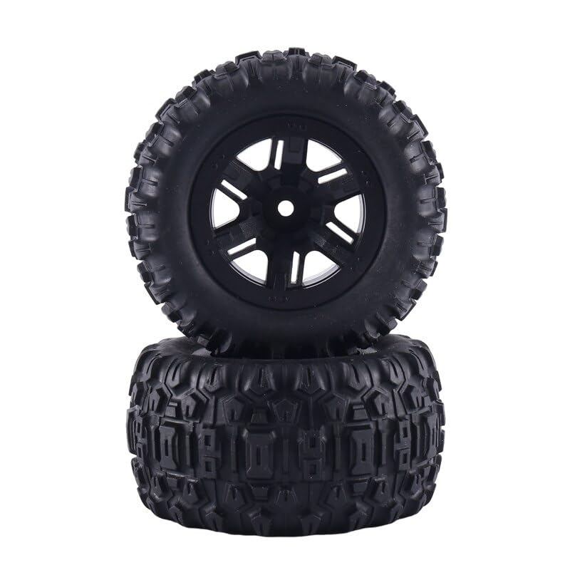BrewJa 4Pcs Tire Wheel Tyres Black Wheel Tyres Compatible with MJX Hyper Go 16207 16208 16209 16210 H16 H16H H16E H16P 1/16 RC Car Spare Parts