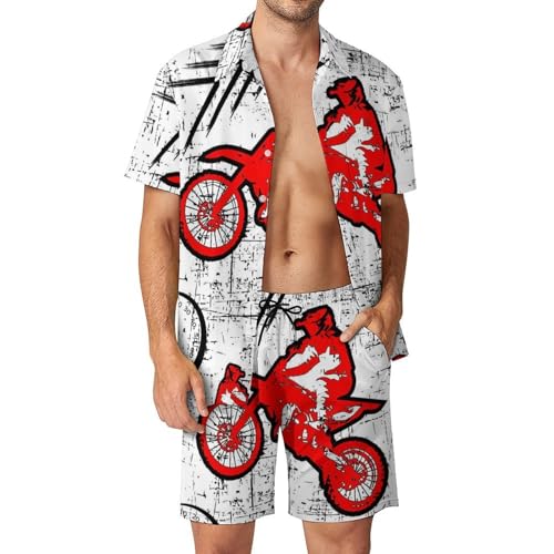 Tenue de plage courte ensemble 2 pieces homme style motocross grunge decontracte avec poches