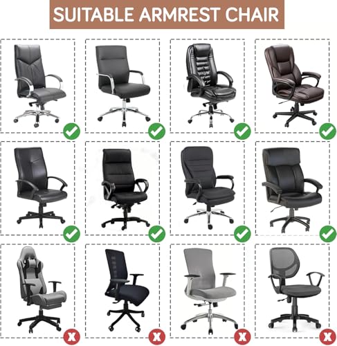 Image of HOKIPO 'SereneSolids' 140 GSM Armrest Covers for Office Chair (Zipper Style), 1 Pair, Dark Camel (AR-5934-DCML)