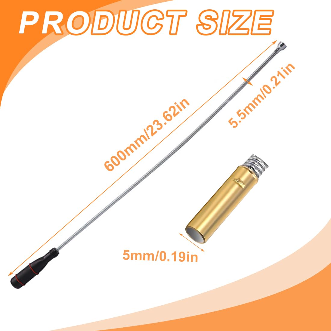 GXGM Strumento di Magnetica 60CM,Asta Calamita Flessibile,Raccolta Magnetico,Strumento di Pickup Magnetico per Raccolta di Piccole Pezzi,Bulloni,Oggetti Metallici,Ricambi Auto
