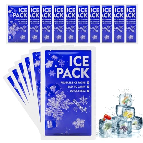 Image of Dry Ice Packs for Shipping,Ice Packs for Lunch Boxes & Coolers,4.3x7.3in Long-Lasting Water Absorption Cold Packs,Food & Drinks Cooler Packs for Insulated Bags, Picnic, Travel,Camping
